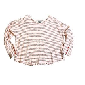 T by Talbots Womens 3/4 Sleeve Light Weight Sweater, XL, Red Stripe